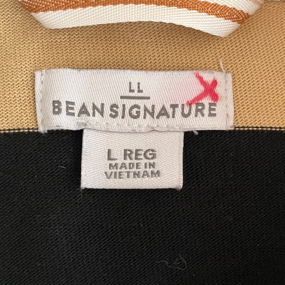 L.L. Bean Signature Black and Tan Wide-Stripe Rugby Shirt size large - Picture 2 of 5